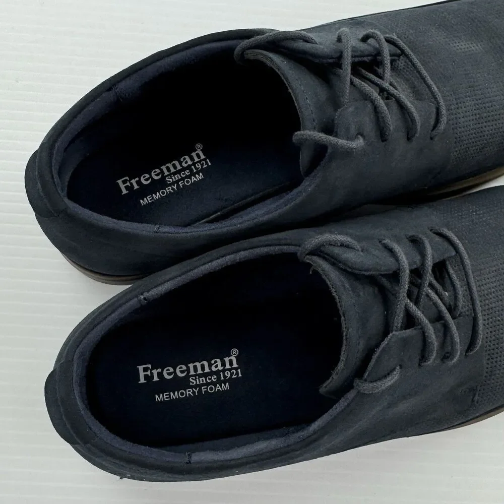 Freeman Franco Mens 10M Navy Faux Suede Oxford Casual Dress Shoes Lace Up